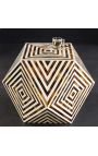 Angular table buffalo bones inlay, brown and white