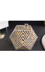 Table d’appoint angulaire en marqueterie d’os, marron et blanche