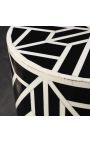 Cylindrical side table buffalo bones inlay, black and white