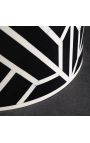 Cylindrical side table buffalo bones inlay, black and white