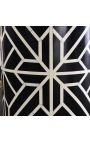 Cylindrical side table buffalo bones inlay, black and white