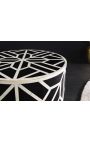 Cylindrical side table buffalo bones inlay, black and white