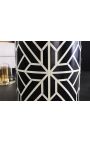 Cylindrical side table buffalo bones inlay, black and white