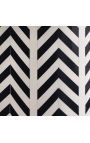 Cylindrical side table in buffalo bones inlay, white and black