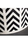 Cylindrical side table in buffalo bones inlay, white and black