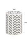 Cylindrical side table in buffalo bones inlay, white and black