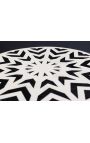 Cylindrical side table in buffalo bones inlay, white and black