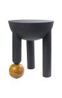 Table d'appoint "Boule en Manguier" en acier noir