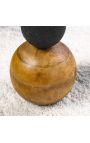 Table d'appoint "Boule en Manguier" en acier noir