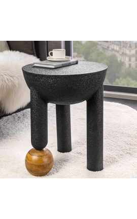 Sidebord &quot;Kugle i mangotræ&quot; af sort stål