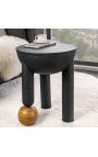 Side table "Ball in mango wood" of black steel