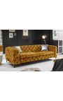 Art Deco Chesterfield dizains "Rhea" trīsvietīga diva no sinepju sviesta
