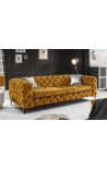 Art Deco Chesterfield Design Rhea 3-sitzsofa aus senf samt