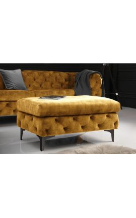 Banquette "Rhea" design Art Deco Chesterfield en velours moutarde