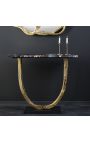 Gouden aluminium console met zwarte marmeren top - 80 cm