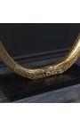 Gouden aluminium console met zwarte marmeren top - 80 cm