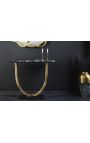 Gouden aluminium console met zwarte marmeren top - 80 cm