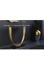 Gouden aluminium console met zwarte marmeren top - 80 cm