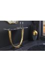 Gouden aluminium console met zwarte marmeren top - 80 cm