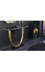 Gouden aluminium console met zwarte marmeren top - 80 cm