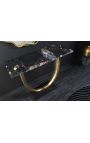Gouden aluminium console met zwarte marmeren top - 80 cm