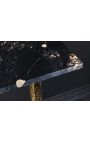 Guld aluminiumskonsole med sort marmortop - 80 cm