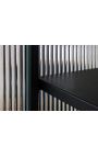 Contemporary glass sideboard "TOKYO" svart metall og glas, gullgrep 105 cm