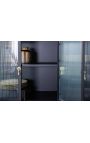 Contemporary glass sideboard "TOKYO" svart metall og glas, gullgrep 105 cm