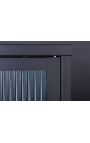 Hedendaagse glazen kast "TOKIO" zwart metaal en glas, gouden handgrepen 105 105 cm