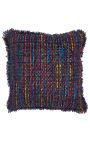Almofada quadrada curly tecido e cetim multicolorido e preto 45 x 45