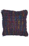Cojín cuadrado tejido rizado y satinado multicolor y negro 45 x 45