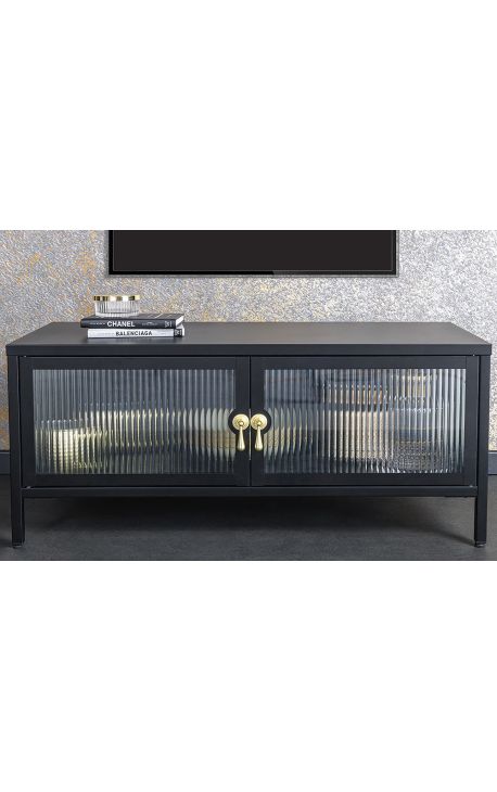Samtidens glaskasse "TOKYO" sort metal og glas, guldhåndtag 90 90 cm
