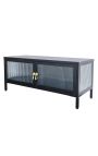 Samtidens glaskasse "TOKYO" sort metal og glas, guldhåndtag 90 90 cm