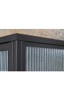 Sideboard de vidre contemporani "TOKYO" metall negre i vidre, nanses d'or – 90 cm