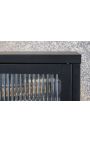 Contemporary glass sideboard "TOKYO" svart metall og glas, gullgrep 90 cm