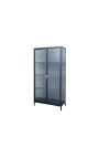 Hedendaagse glazen kast "TOKIO" zwart metaal en glas, gouden handgrepen 160 cm