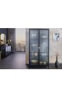 Dagens glasskåp "TOKYO" i svart metall och glas, guldhandtag – 160 cm