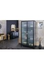 Armário de vidro contemporâneo "TOKYO" metal preto e vidro, punhos de ouro – 160cm