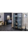 Współczesne szkło "TOKIO" z czarnego metalu i szkła, złoty uchwyt 160 160cm