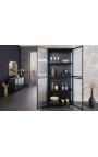 Hedendaagse glazen kast "TOKIO" van zwarte metaal en glas, gouden handgrepen – 180 cm