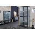 Hedendaagse glazen kast "TOKIO" van zwarte metaal en glas, gouden handgrepen – 180 cm