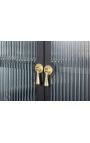 Cabinet de sticlă contemporan "TOKYO" din metal negru și sticlă, mânere de aur – 180cm
