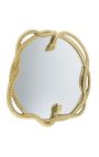 Miroir aux formes abstraites en métal doré 70 cm (Dupliqué)