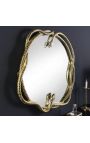 Mirror with abstract shapes in gold metal 70 cm (Dupliqué)