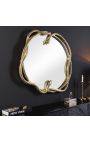 Specchio con forme astratte in metallo oro 70 cm (Dupliqué)