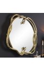 Miroir aux formes abstraites en métal doré 70 cm (Dupliqué)