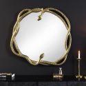 Mirror with abstract shapes in gold metal 70 cm (Dupliqué)