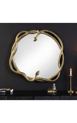 Espelho com formas abstratas em metal dourado 70 cm (Dupliqué)