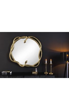 Mirror with abstract shapes in gold metal 70 cm (Dupliqué)