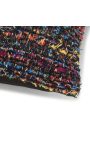 Almofada quadrada curly tecido e cetim multicolorido e preto 45 x 45